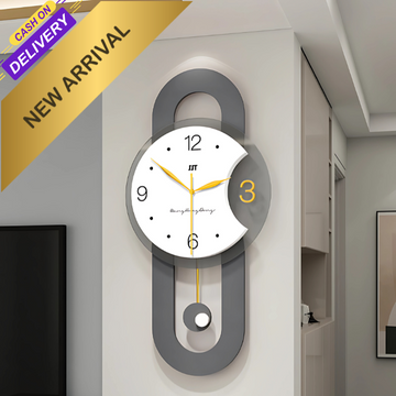 Large Wall Clock for Living Room Decor Decoartive Modern Pendulum Wall Clock Battery Operated for Bedroom Kitchen Office Home