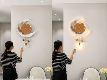 Living Room Clock Wall Art TV Background Wall Clock Sconce Painting Dining Room Luminous Wall Clock