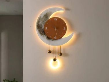 Living Room Clock Wall Art TV Background Wall Clock Sconce Painting Dining Room Luminous Wall Clock