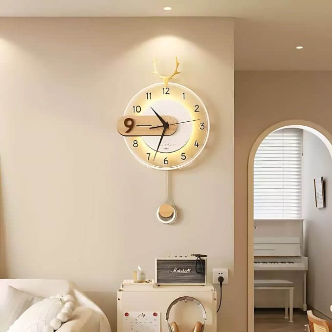 Cream style living room wall clock 2025 Living Room Clock Wall Art TV Background Wall Clock - Pyari Clock